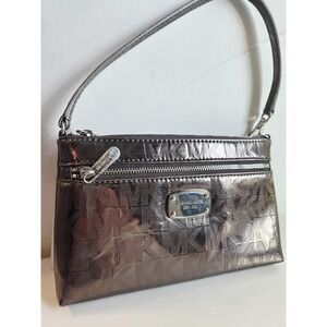 Michael Kors Metallic Nickel Wristlet‎ Mini Purse Satchel Silver NWT New